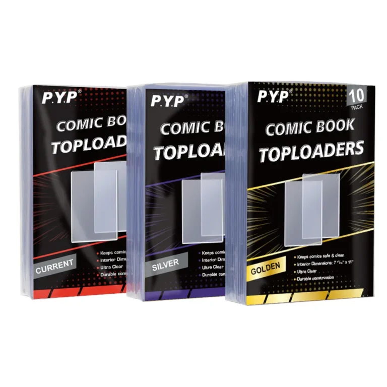 Three variant packs of comic toploaders for Current, Silver and Golden age comic books side‑by‑side