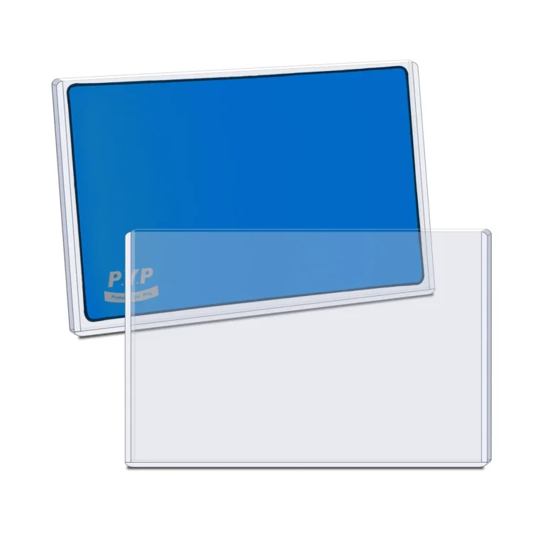 Large playmat hard toploader dimension drawing, 620×362×7mm, insert playmat display for size reference