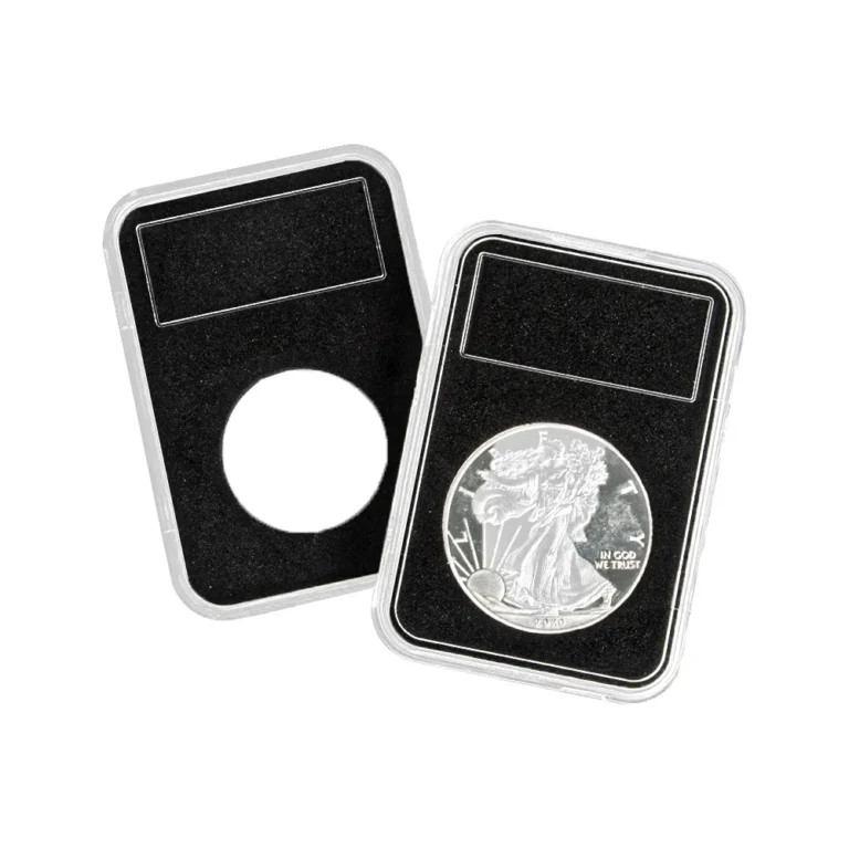 Factory wholesale hard plastic coin slab holder, flocked interior coin storage case for coin shops and numismatic hobby stores bulk order