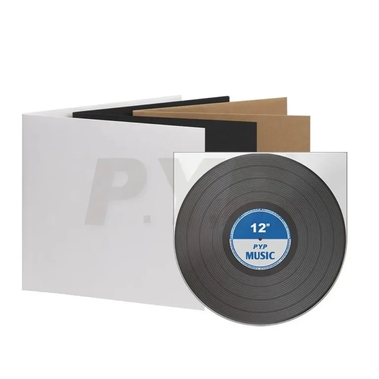 Bulk stack of blank white gatefold LP sleeves, factory wholesale quantity reference for B‑volume buyers