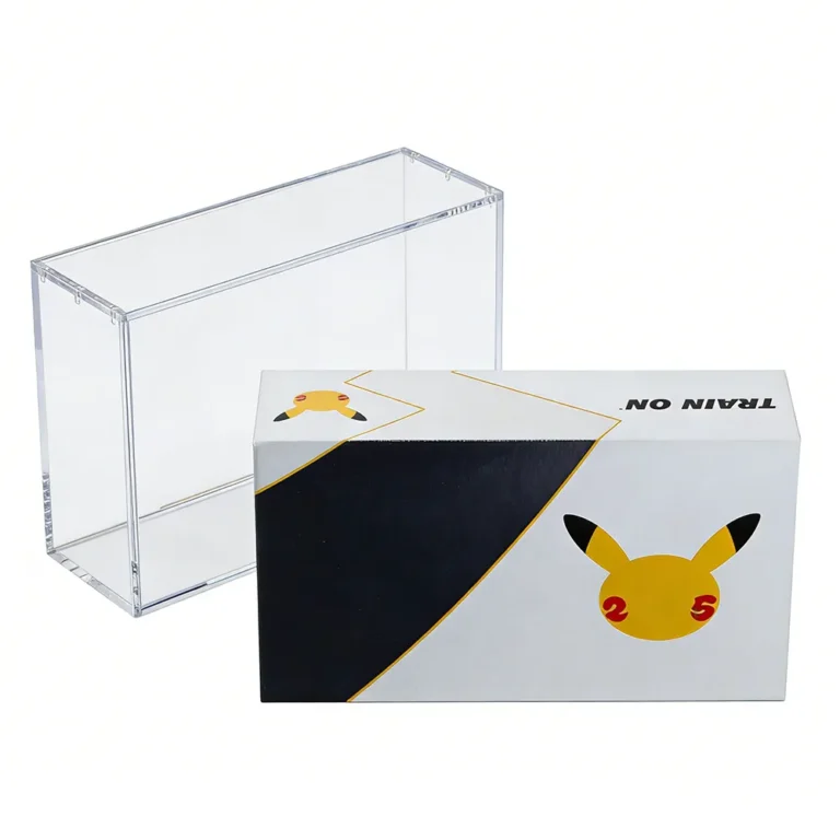 Sealed magnetic acrylic etb display box, fully enclose pokemon elite trainer box, dust scratch resistant for long‑term collectible retail & storage