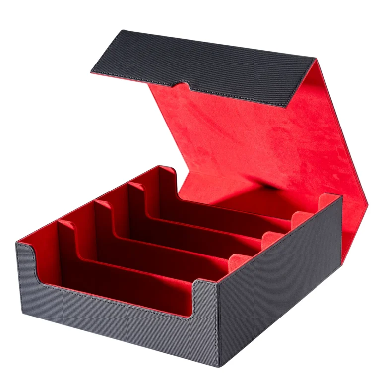 Wholesale 4‑slot pu tcg storage box, large compartment trading card case for loose sleeved cards and small deck boxes factory bulk supply