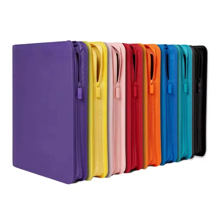 Compact portable zipper pu 9‑pocket trading card binder, travel‑friendly zip album for tournaments, card shows and trading meet‑ups wholesale