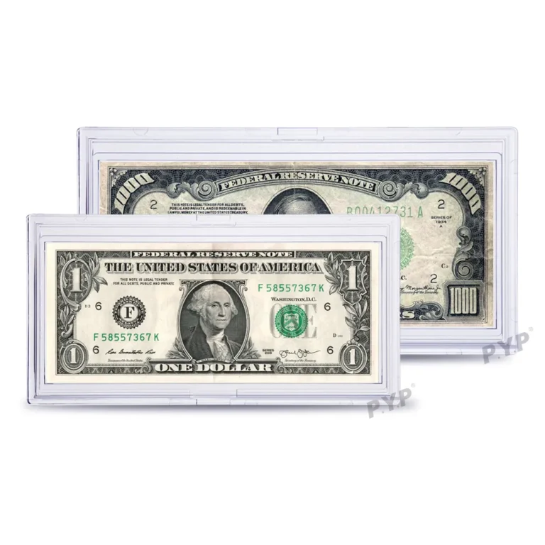 Snap‑closed banknote protective case, clear plastic currency holder for assembling numismatic starter kits and collectible paper‑money gift sets for merchants