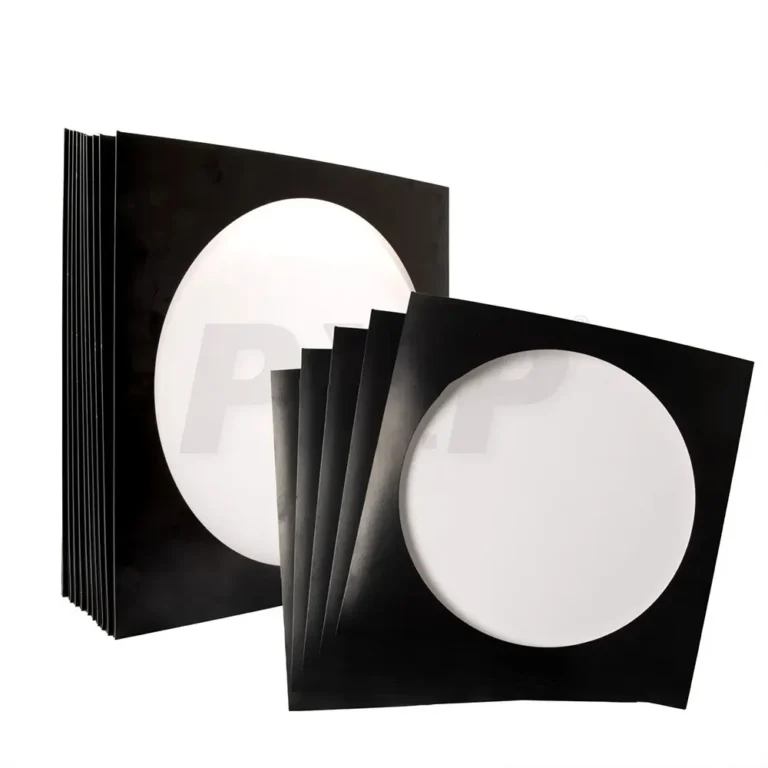 Bulk Stack Blank Black Cardboard LP Sleeves With Large Round Window Wholesale