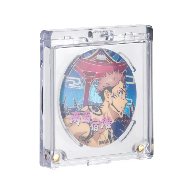 UV protection can badge magnetic case, rigid clear acrylic one touch slab for anime metal pin can badge collectibles storage and display