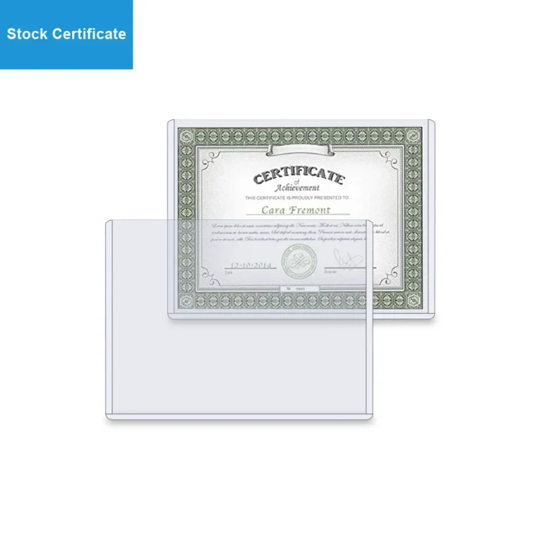 Wholesale clear rigid stock certificate toploader, hard plastic protective holder for vintage stock document and award certificate collectible storage