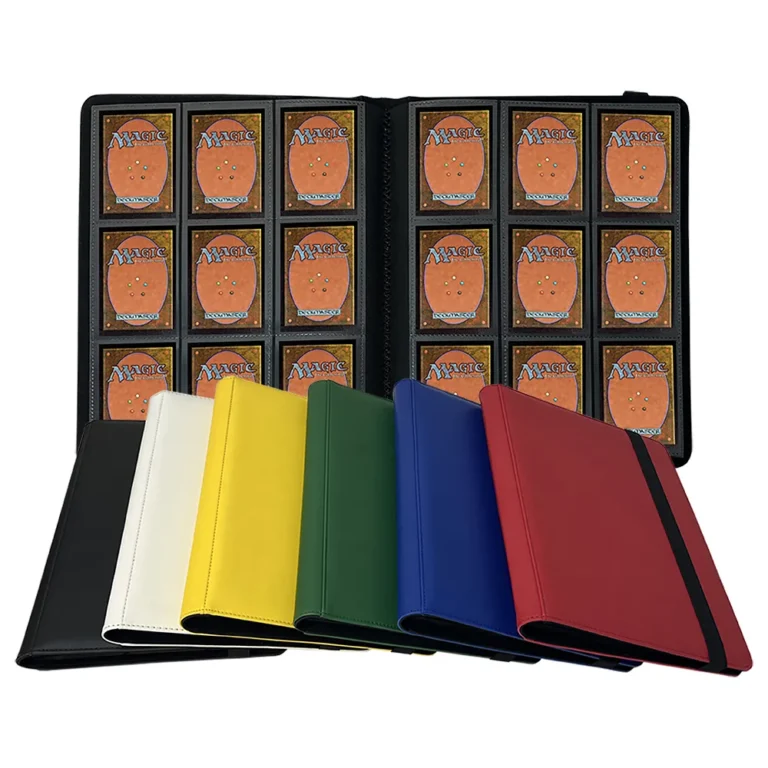 Acid‑free pp inner pages pu 9‑pocket trading card binder, elastic strap lock avoid cards slipping out during carrying wholesale