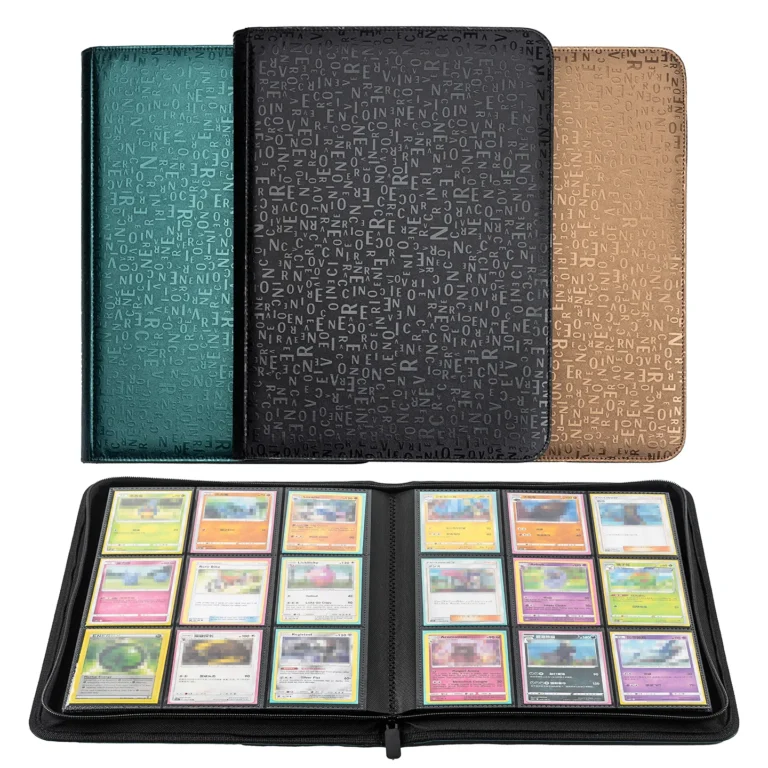 Acid‑free PVC‑free pages embossed pu zipper 9‑pocket trading card binder, anti‑fade storage for rare valuable collectible cards wholesale