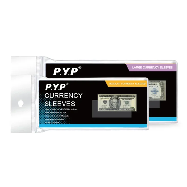 Soft polypropylene currency sleeves, acid‑free no‑PVC bill protectors for assembling numismatic starter kits and collectible paper‑money retail gift‑set packages