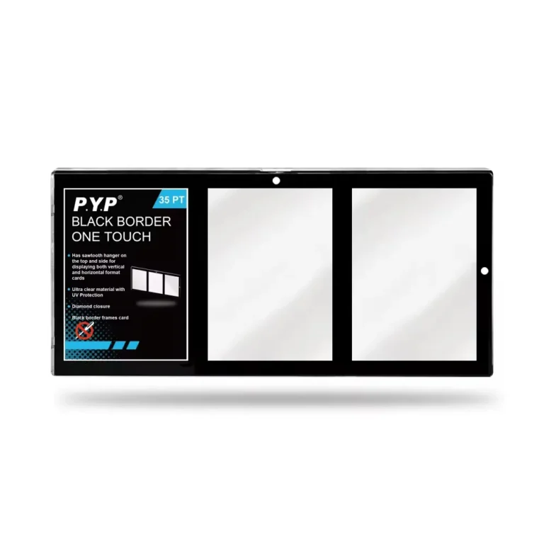 35PT black border UV protection magnetic 3-card holder, one touch triple trading card acrylic display slab for sports TCG collectibles