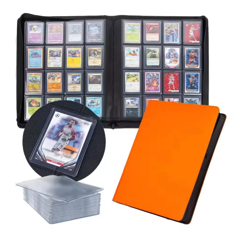 Waterproof wear-resistant PU leather 16 pocket zipper Toploader binder, customizable multiple solid cover colors, extra wide double-sided pockets to hold fully loaded standard 3x4 rigid trading card toploaders, full surrounding anti-slip zipper closure, storage album for sports, Pokemon, MTG memorabilia collectible cards, factory OEM custom colors & printed logos bulk wholesale for hobby retailers and international trading card distributors
