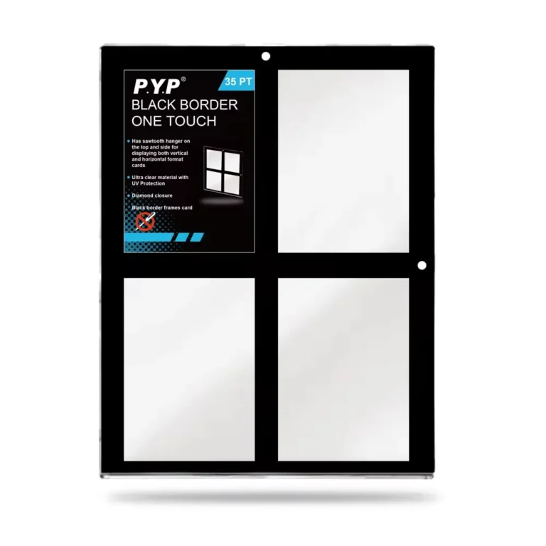 Wholesale 35PT Black Border UV 4-Card One Touch Magnetic Holder 35PT black border UV protection 4-card one touch magnetic holder, rigid acrylic slab for four TCG sports trading cards collection display