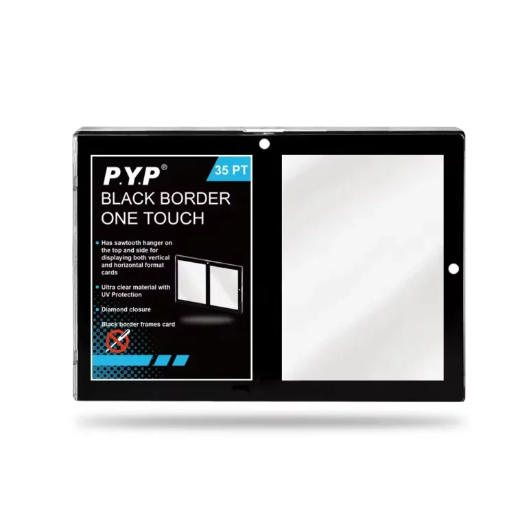 35PT black border UV protection magnetic 2-card holder, one touch double trading card acrylic display case for sports TCG cards