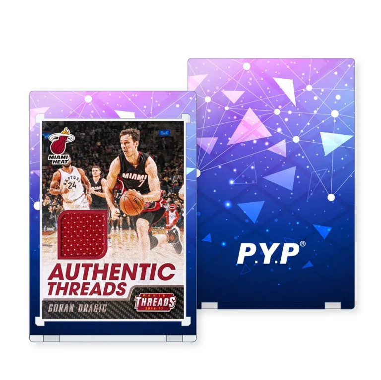 Custom printed gradient purple blue one touch magnetic card holder, geometric star pattern rigid acrylic slab for sports jersey memorabilia trading card collection display