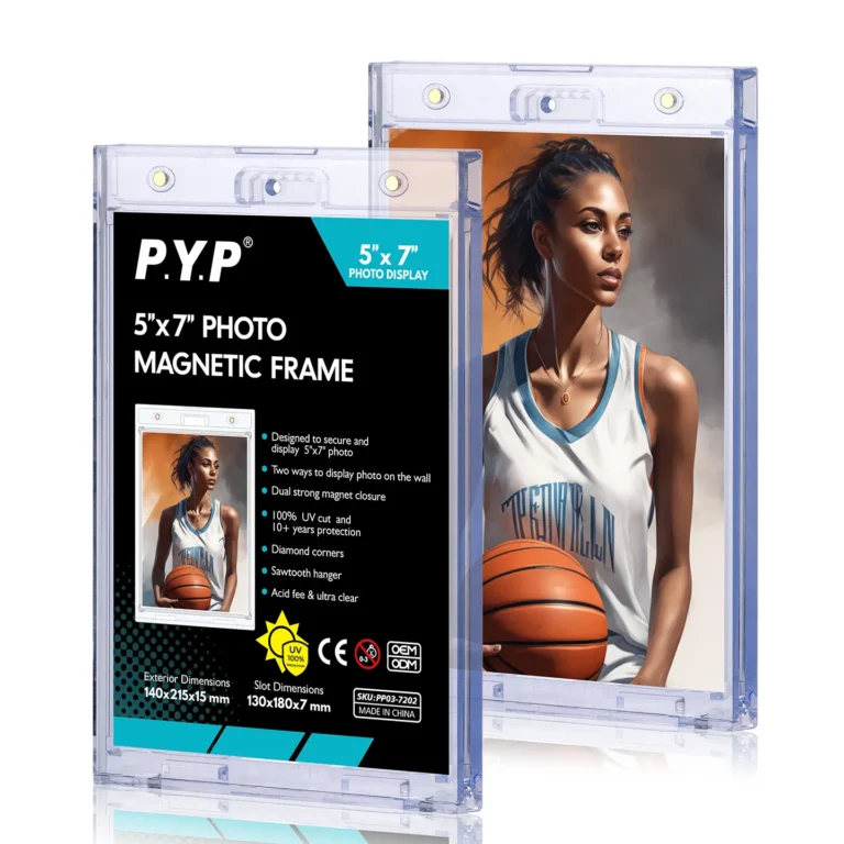 Wholesale 5x7 magnetic photo frame, uv‑cut clear magnetic display case for 5 by 7 collectible photos and autograph picture storage