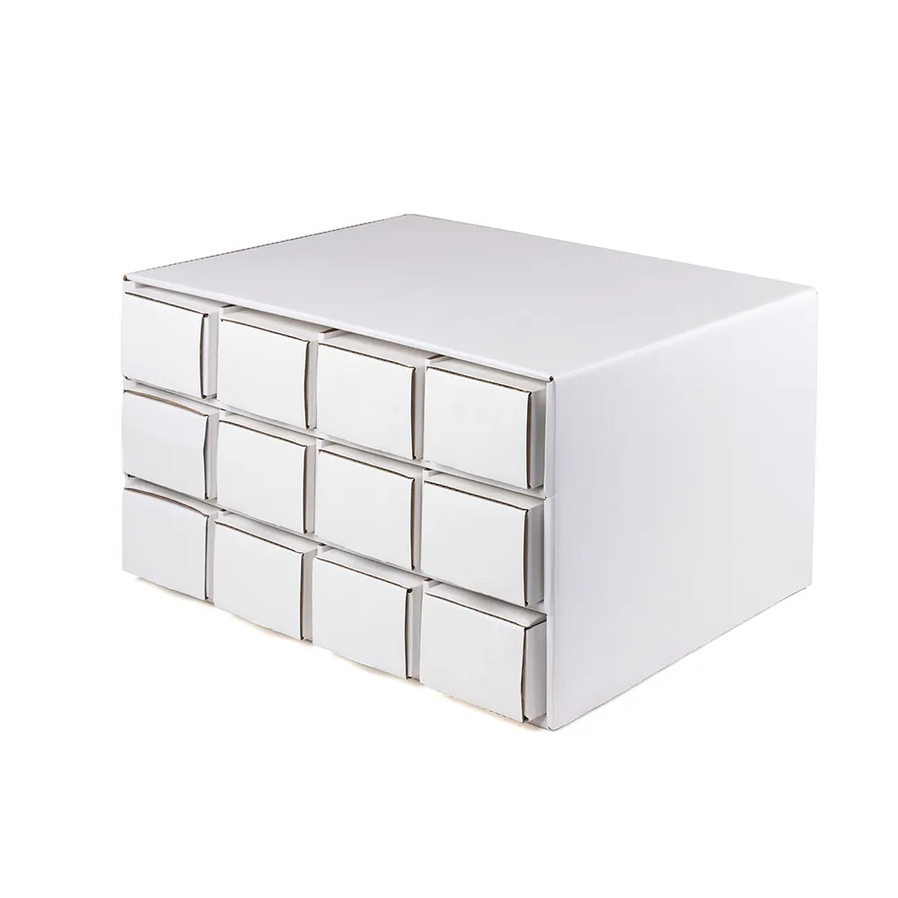 Foldable corrugated trading card cardboard storage box, heavy-duty kraft cardboard, flat packed to save shipping space, stackable design for collection organization, fits sleeved cards, rigid toploaders and magnetic card holders. Support custom dimensions and full-color logo printing, acid-free material optional. Factory OEM bulk wholesale for hobby card shops, sports card dealers and international trading card distributors.