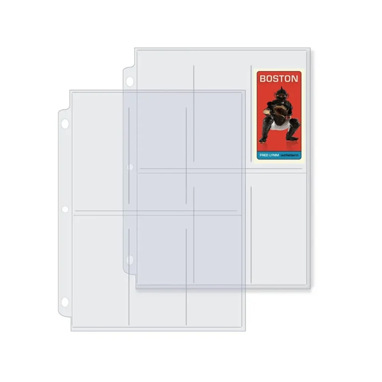 Clear acid-free 6 pocket card pages, UV protection 6 slot trading card binder sheets, durable page protectors for TCG, sports and autograph collectible card storage
