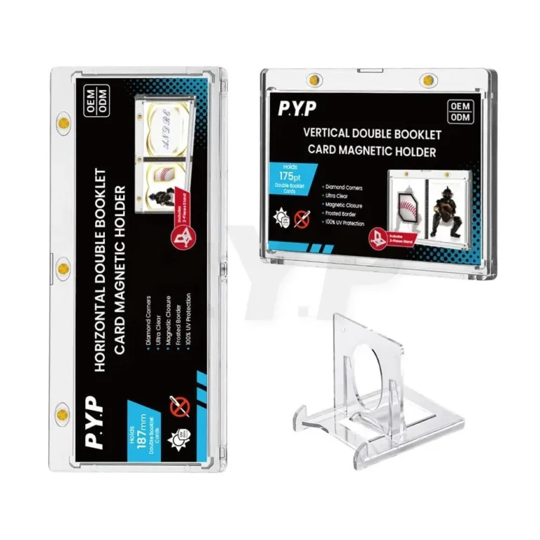 175PT Vertical Double Booklet UV One Touch Magnetic Trading Card Holder Manufacturer