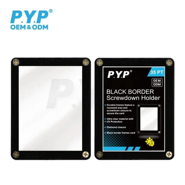 Black border UV protection 1 card screwdown holder, rigid acrylic single trading card storage slab for sports TCG autograph collectibles