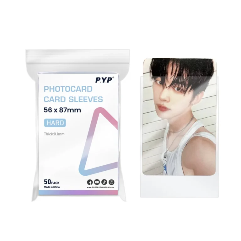 Hard PP photocard sleeves 56x87mm wholesale, k‑pop photocards shown only for demonstration, sleeves only for bulk purchasing