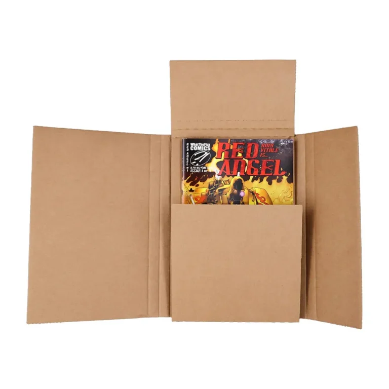 Wholesale flat‑pack kraft comic book mailer box, fold‑to‑assemble shipping box for comic book delivery