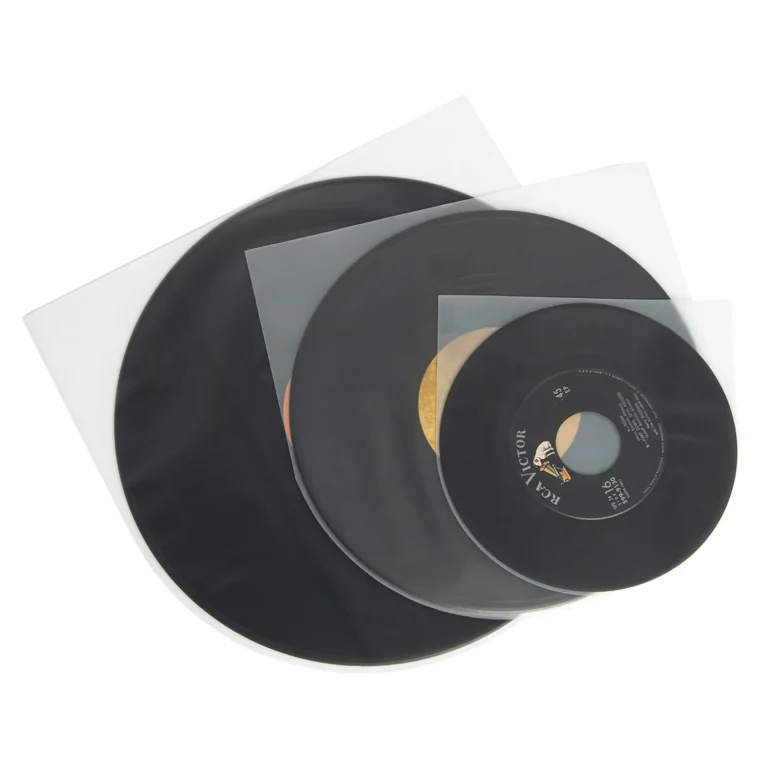 Assorted sizes clear round‑bottom poly inner sleeves for 7",10",12" vinyl records, wholesale LP inner protector