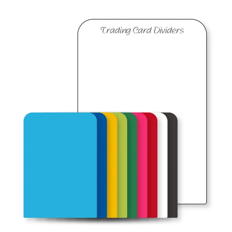 Rigid acid-free PVC-free plastic trading card dividers with wide writable tabs, tabbed card storage box separators for sorting sports, Pokemon, TCG and PSA/BGS graded slabs, archival scratch-resistant collection organizers, factory OEM custom printed logos & colored bulk wholesale for card retailers and trading card distributors