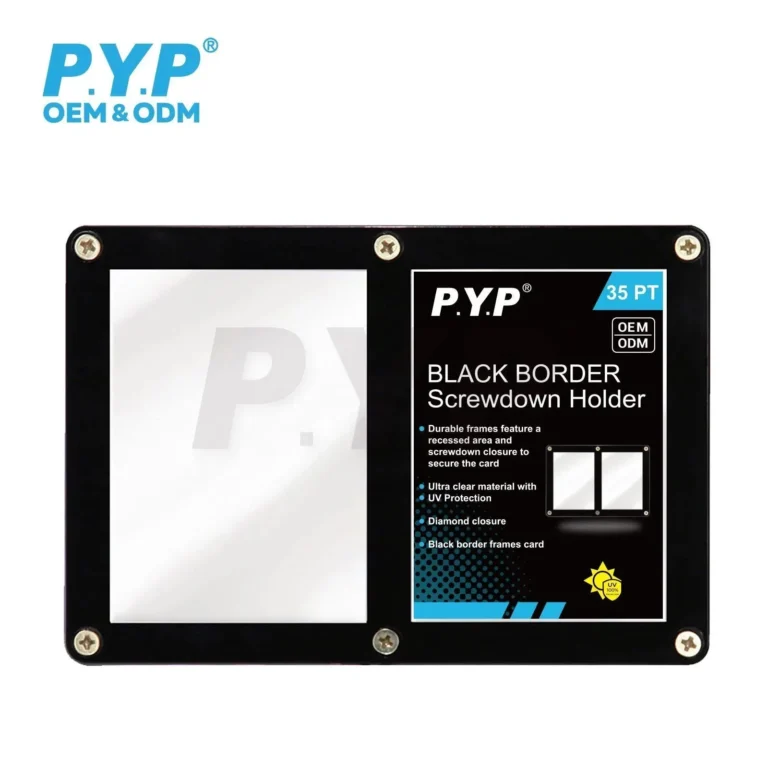 35PT black border UV protection 2-card screwdown holder, rigid acrylic double trading card storage slab for sports TCG autograph collectibles