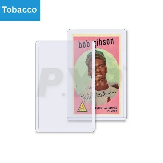 Ultra clear acid-free PVC-free tobacco size rigid card toploaders, precision-sized protective holders for antique vintage T206 tobacco baseball cards, scratch-resistant archival polypropylene storage protectors for fragile vintage collectibles, factory OEM custom printed packaging bulk wholesale for antique sports card stores and vintage card distributors